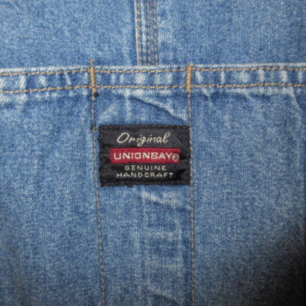 Vtg Unionbay Y2K 90s Denim Overalls M Shortalls Baggy Carpenter Grunge Western - Picture 3 of 10
